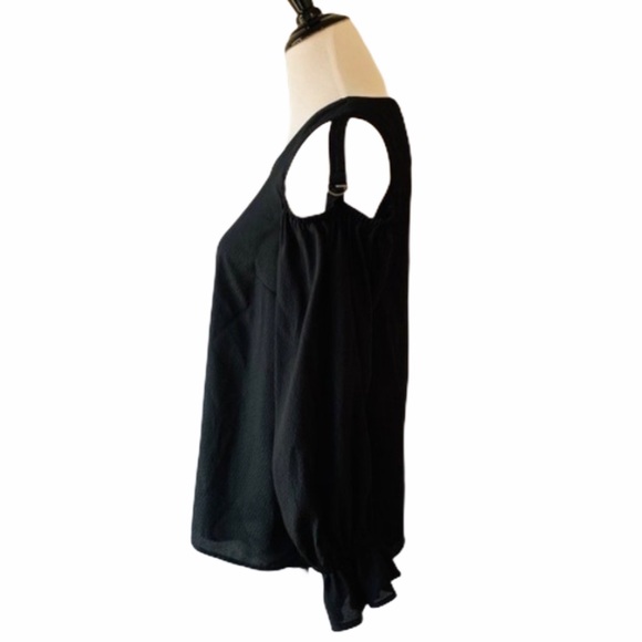 1. State Black Cold Shoulder Top Medium Blouse - Picture 2 of 8